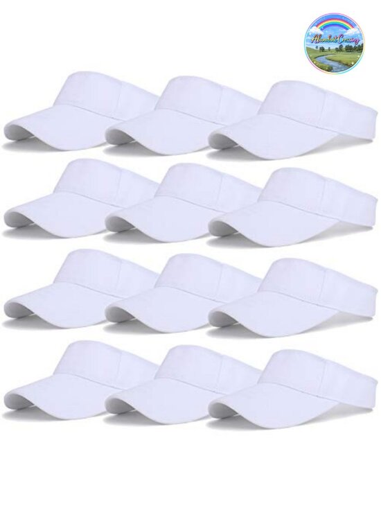12 Pack Unisex Polyester Sports Visor Hats Adjustable